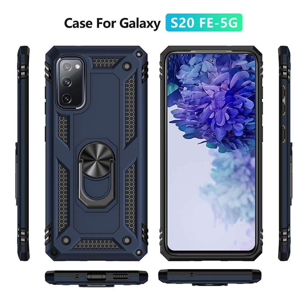 SKTGSLAMY for Samsung Galaxy S20 FE Case,S20 FE Case,with Screen Protector,[Military Grade] 16ft. Drop Tested Cover with Magnetic Kickstand Car Mount Protective Case for Galaxy S20 FE, Blue 2