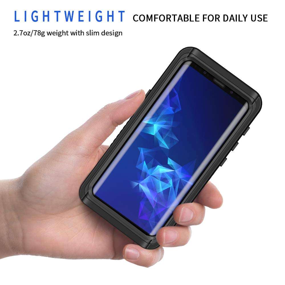 Lanhiem for Samsung Galaxy S9+ Plus Case, IP68 Waterproof Dustproof Case with Built-in Screen Protector, Rugged Full Body Shockproof Protective Phone Cover for Samsung S9 Plus (Black) 2