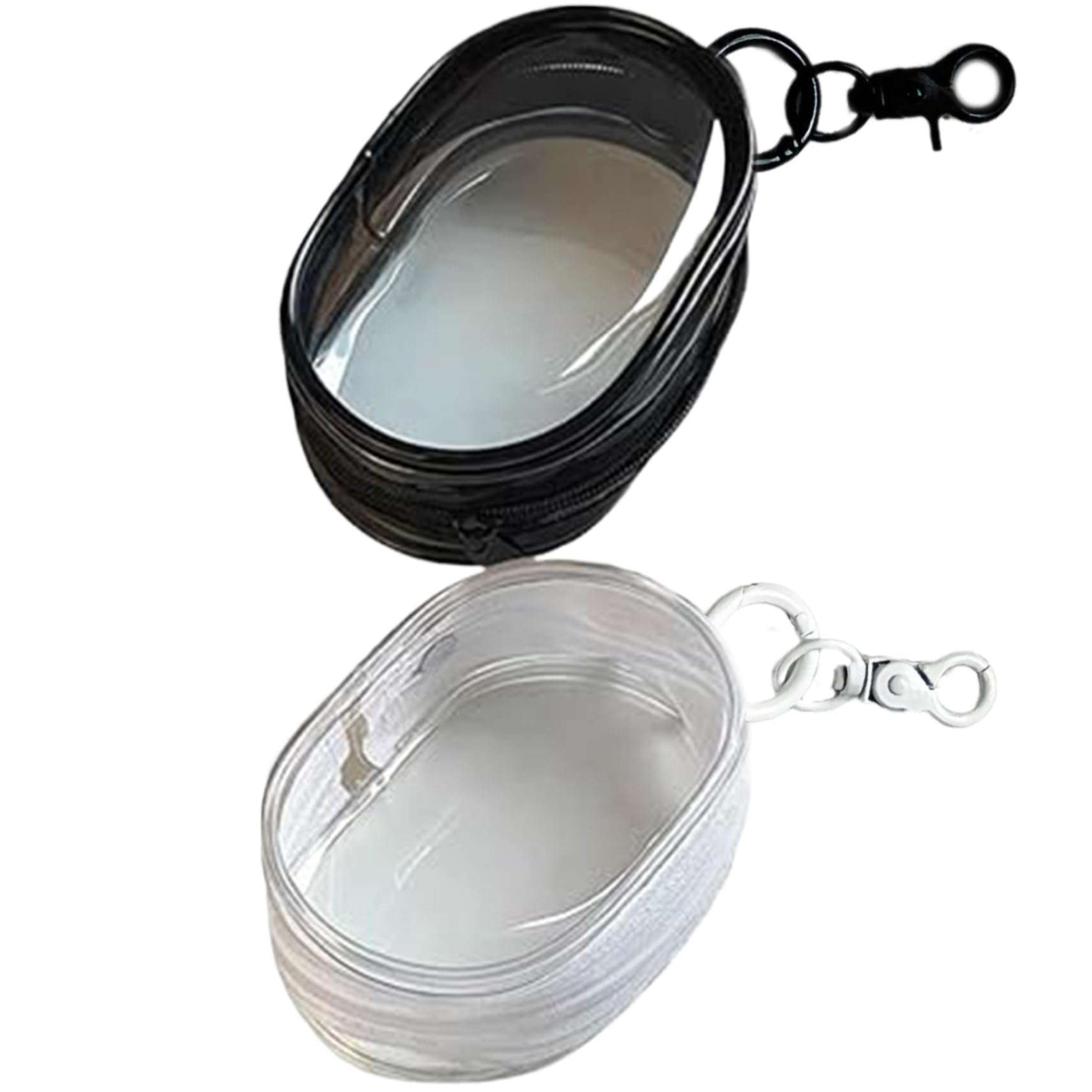 2 Pcs Cable Storage Case Portable Hanging Transparent Headphone Case Zipper Closure Visible Minimalist Earphone Case for USB Flash Drive,Keys, Mini Lipstick, Earbuds (Black, White), Earphone Case 1