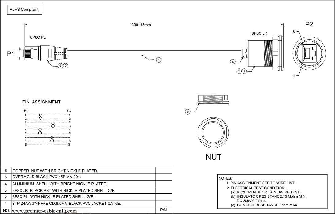 Plinkwirekb RJ45 CAT5e Ethernet Network Extension Cable RJ45 Flush Mount Male to Female Feed Thru Coupler Cable Threaded Fixed Bulkhead Connector Socket Patch Cord for Router Modem(0.3M/1FT) 6