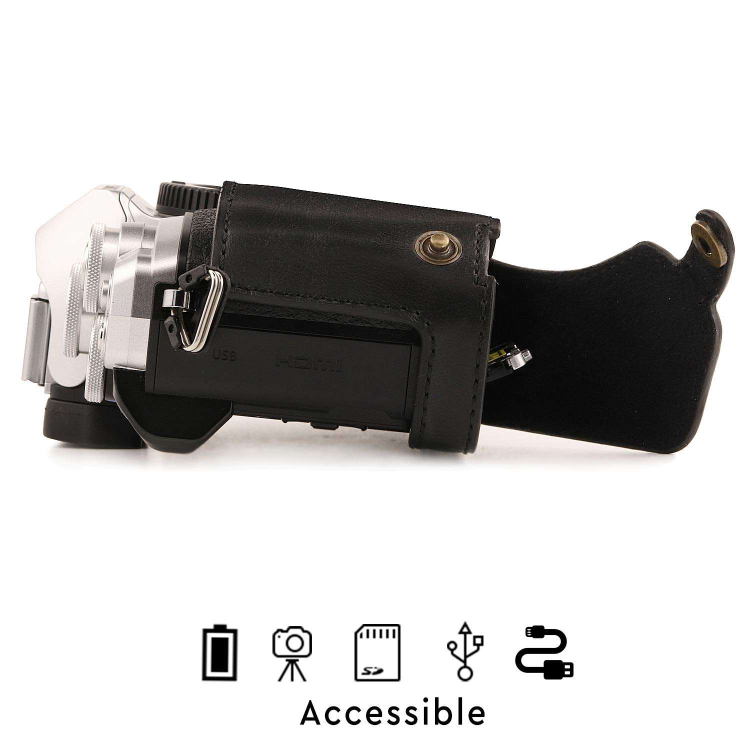 MegaGear Olympus OM-D E-M10 Mark Ii Pu Leather Camera Case, Black (MG969) 6