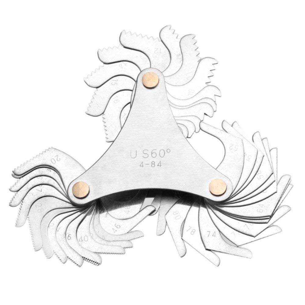 5Pcs Stainless Steel Screw Thread Pitch Cutting Gauge Tool Set, 51Pcs America SAE Type + 58 Pcs Metric & America SAE Type & British Whitworth + 3Pcs Center Gage 5