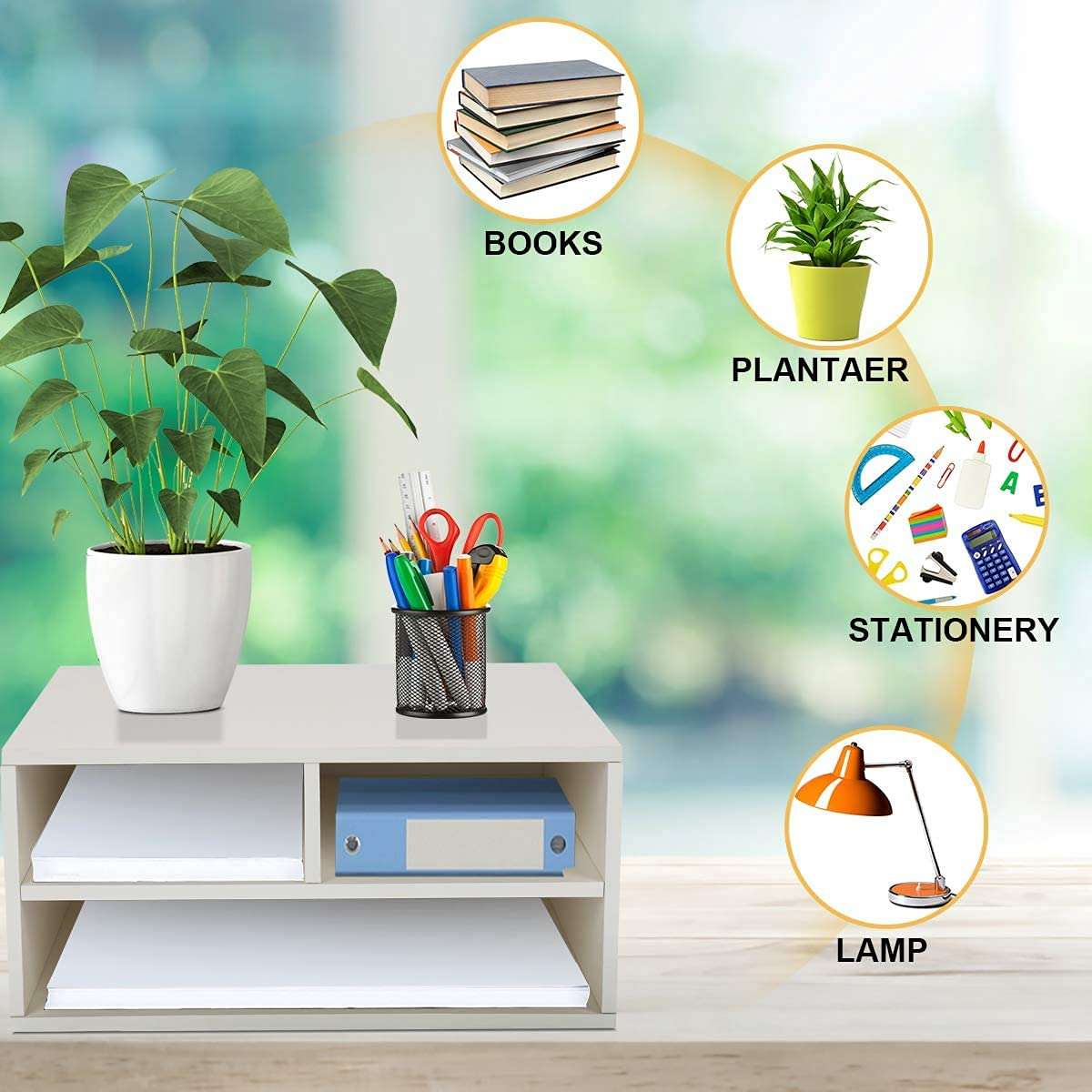 UniShop Printer Stand Printer, Computer, TV, Laptop Desk Organiser Perfect for Office/Home Desk (White) 3