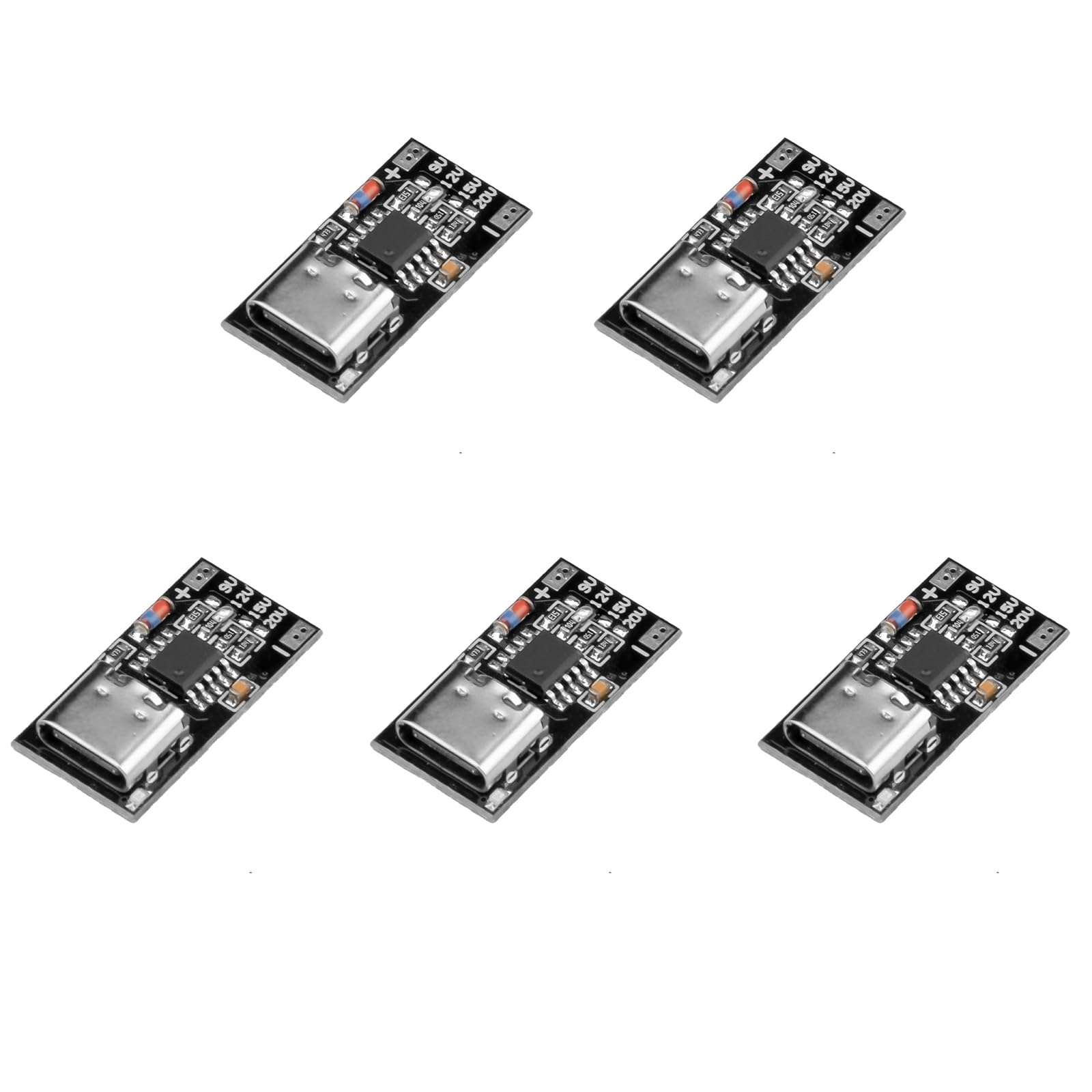 5 Pieces of PD/QC/AFC Decoy Board Fast Charging USB C Boost Module, PD3.0 2.0 PPS/QC4+ FCP AFC Type-C Trigger Polling Detector Power Module 1