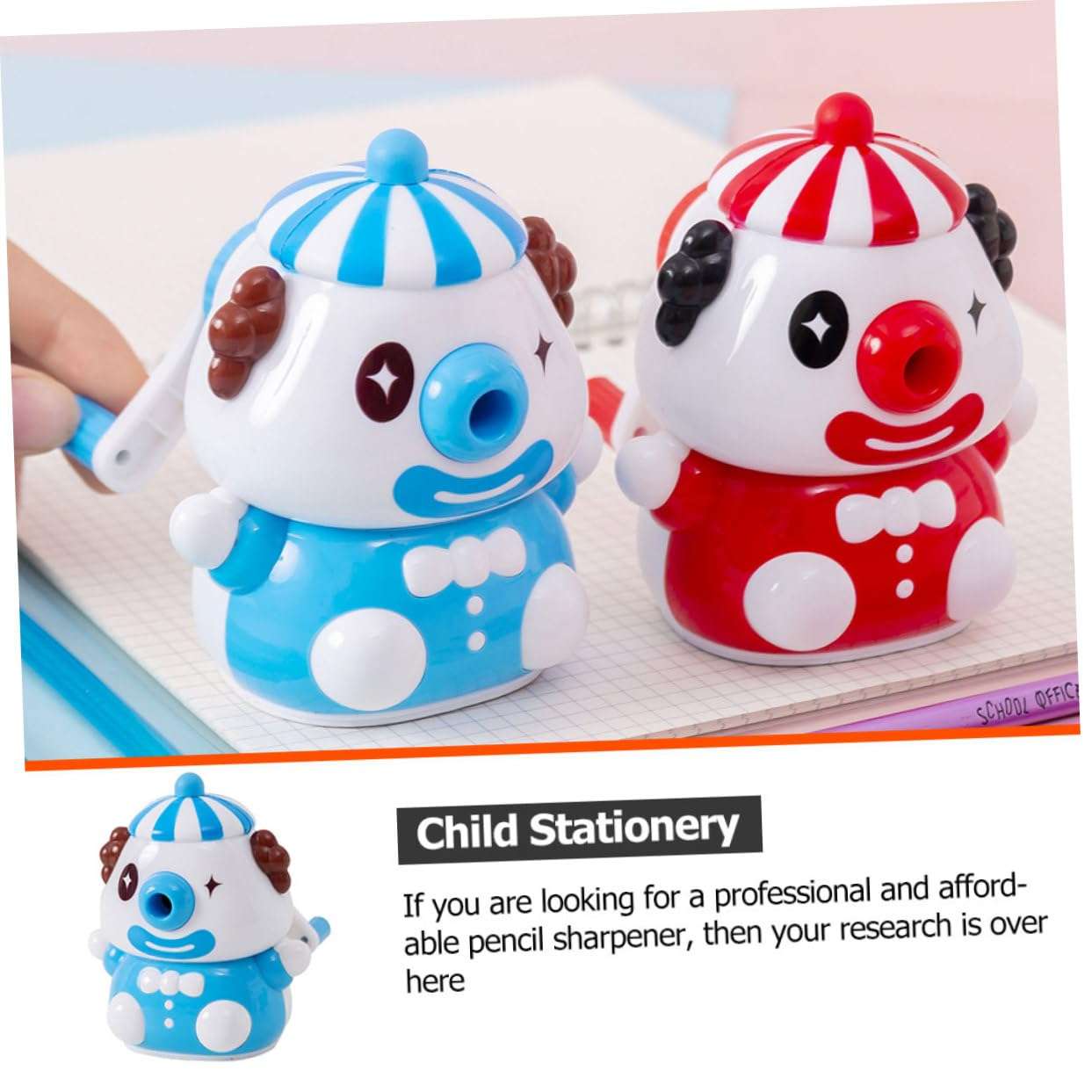 Uonlytech Abs Plastic Pencil Sharpener Handheld for Students Cartoon Design Smooth Surface Classroom Home Office Random Color 6