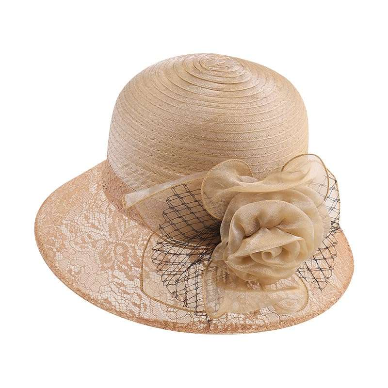 Lady Polka dots Organza Fascinator Sun Hats Women Kentucky Wide Brim Derby Bowler Hat for Tea Party Church Wedding Size:S-M 1