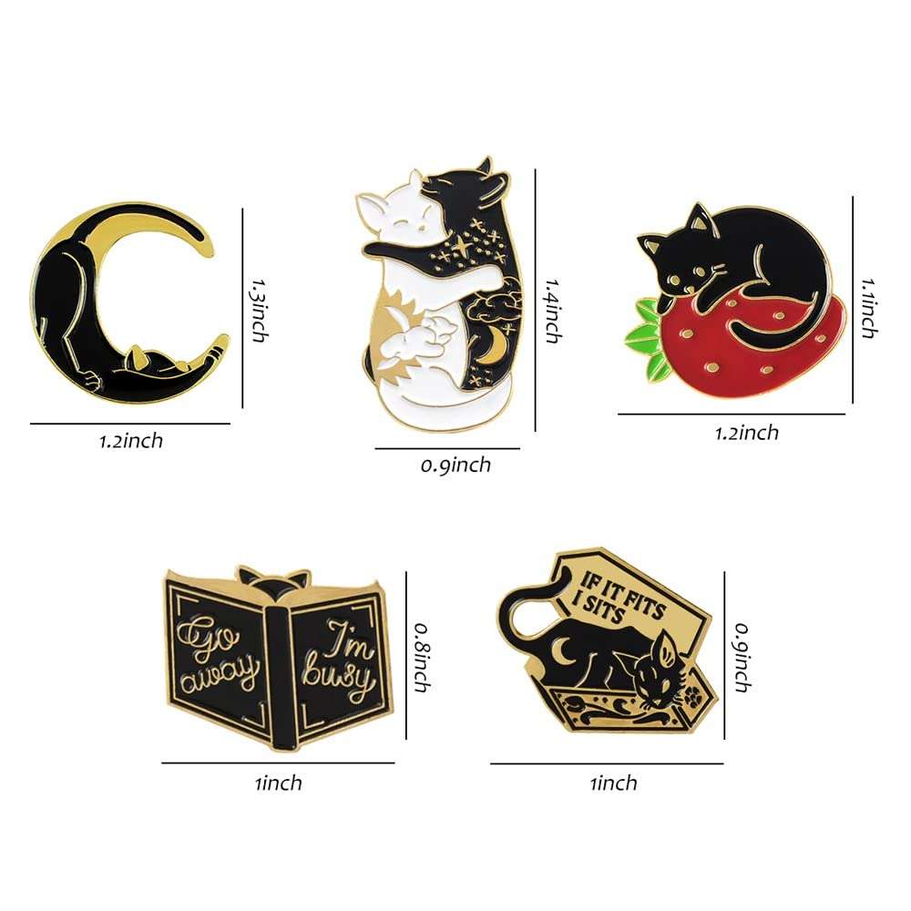 MJartoria Cute Enamel Pins-Cats Hug Book Shape Novelty Cartoon Cute Enamel Brooch Pins for Backpacks Set Badges Clothing Bags Jackets 5