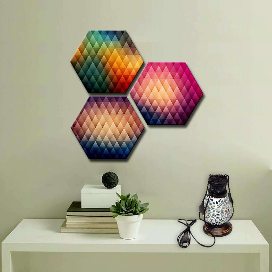 Search4Merch Wooden & Iron Beautiful LAMP | Multi Coloured Chimney Lantern Electric | Table Lamp | Hanging Lamp 3