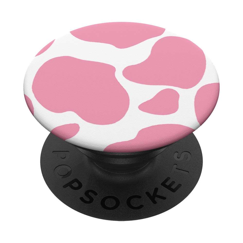 Baby Pink Cow Print Strawberry Cow Animal Skin Cute Trendy PopSockets Swappable PopGrip 1