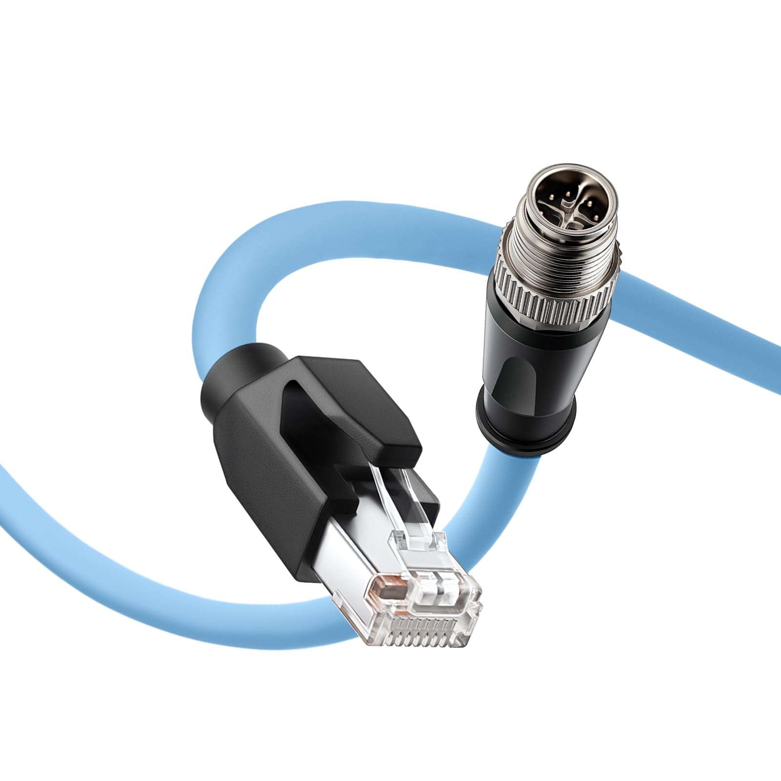 Eonvic M12 Industrial Ethernet Cat6 Cable 8 Pin Male X Code to RJ45 for Cognex in-Sight Basler Camera PLCs Servo Motors,Support Profinet and EtherCAT Ethernet/IP 1M 1