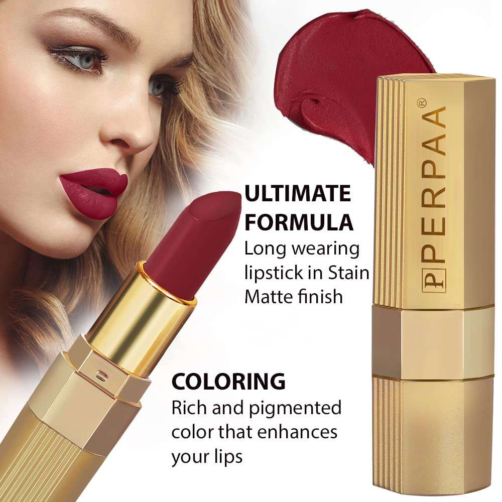 PERPAA® Xpression Weightless Creamy Matte Lipstick Combo of 3 (Matte Rust Brown ,Matte Apple Red ,Matte Maroon) 6