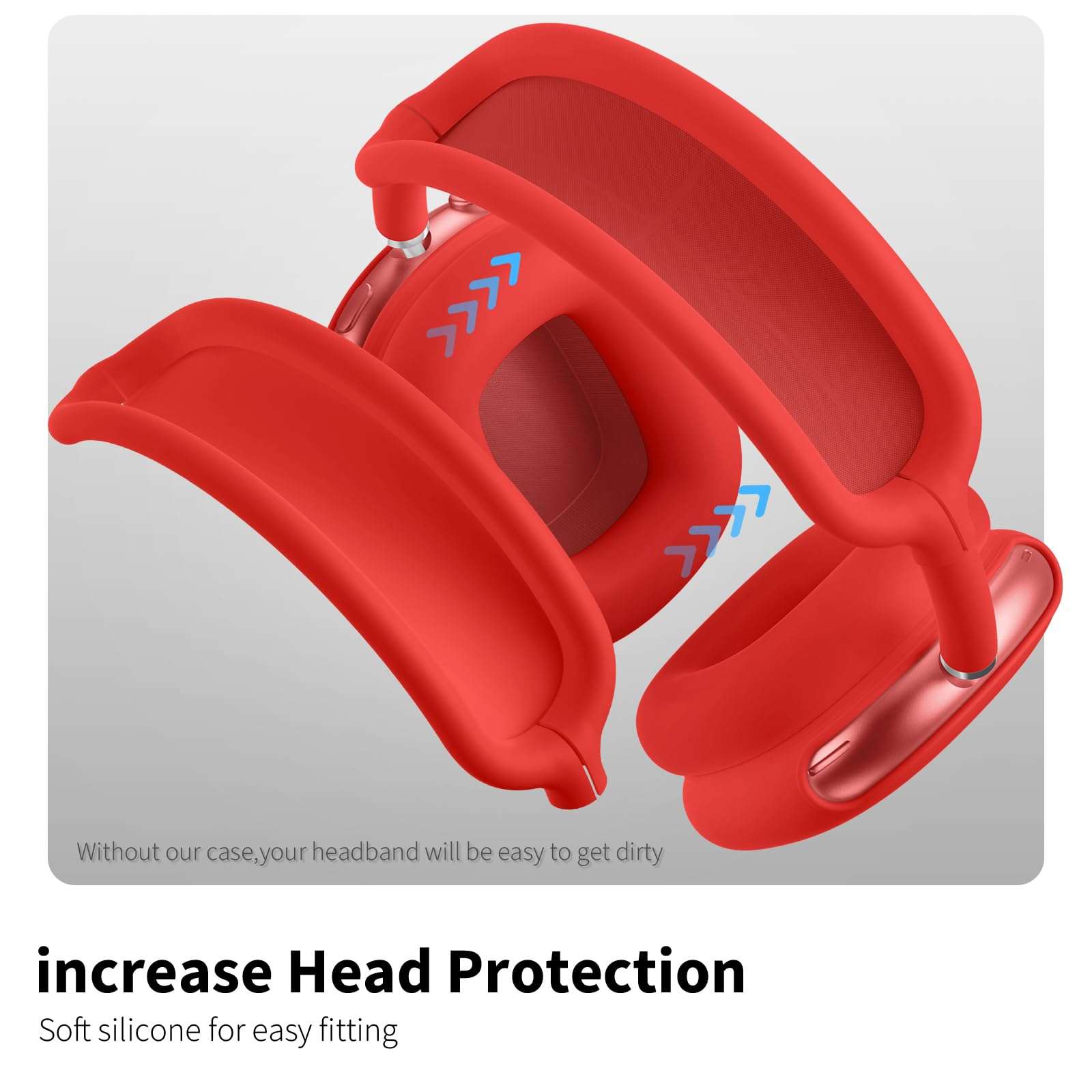Youtec Silicone Case Cover for AirPods Max Case, Anti-Scratch Ear Pad Case Cover/Ear Cups Cover/Headband Cover for AirPods Max,Accessories Soft Silicone Protector for Apple AirPods Max (Red) 5