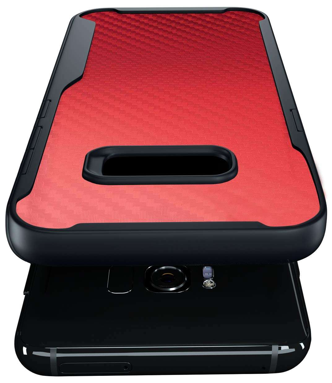Carbon Fiber Pattern Slim Case Compatible with Samsung Galaxy S8, Shockproof 10ft. Drop Tested, Wireless Charging Compatible - Red 6