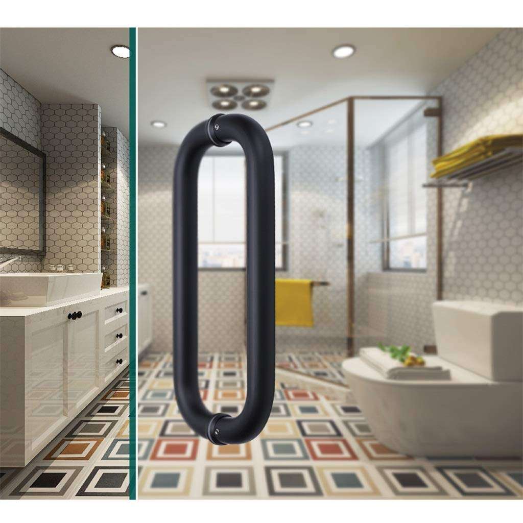 KFDQ Outdoor Indoor Universal Stair Handrail,Glass Door Handle - Matte Black Paint 304 Stainless Steel Bathroom Shower Room Glass Door Handle/Non-Slip Safety Handrail 6