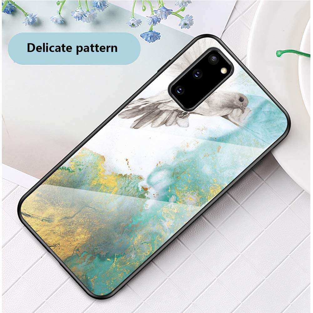 for Samsung Galaxy S20 FE 5G Case, Marble Hard Cover Made of 9H Tempered Glass Back Shell and Soft Silicone TPU Bumper Mobile Phone Protective Case Scratch-Resistant for Galaxy S20 FE 5G (8) 5