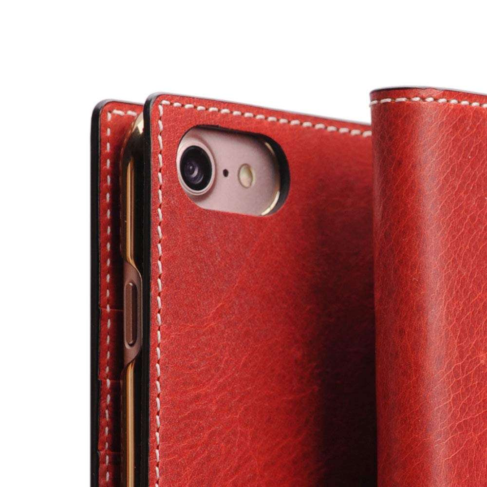 SLG iPhone 7/8/SE 2020 Leather Wallet Case, D7 Italian Wax Leather Diary Flip Cover Card Slot Holder with Gift Box, Handmade and Designed for Apple iPhone 7/8/SE 2020 (Red) 2