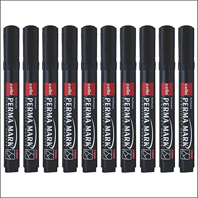 Cello Perma Mark Permanent (Black) Bold Marker (count of 10)(pack of 10) 3