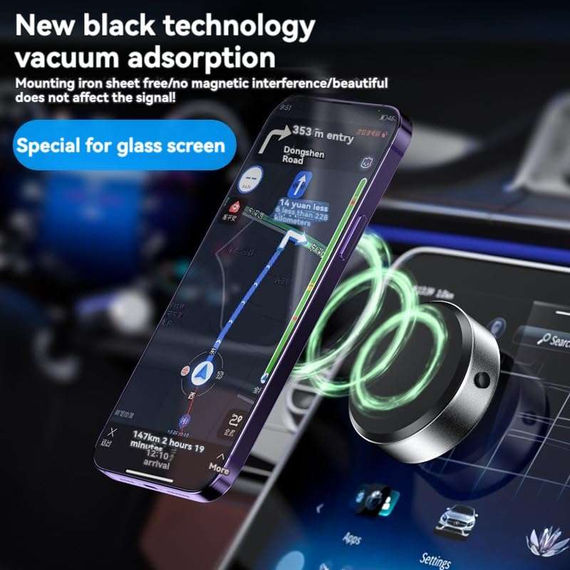 Electric Vacuum Magnetic Suction Car Phone Mount, Strong Suction for Car Kitchen Mirro Gym Bath Shower & All Smooth Surface, Portable&Easy to use, Compatible with iPhone & Android(Charging Version) 4