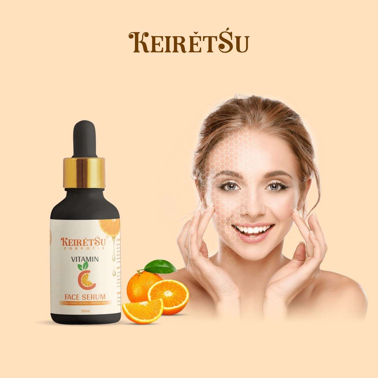 KEIRETSU Vitamin C Face Serum for Glowing & Brightening Skin, Protect Against Sun Damage (30 ml) 3