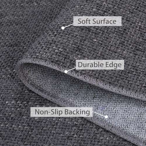 ROYHOME Runner Rug Modern Solid Textured Hallway Runner Rug Entryway Rug, Washable Stain Resistant Non-Slip Contemporary Bedroom Rug Runner Carpet for Laundry Kitchen, Light Grey, 2' x 6' 2