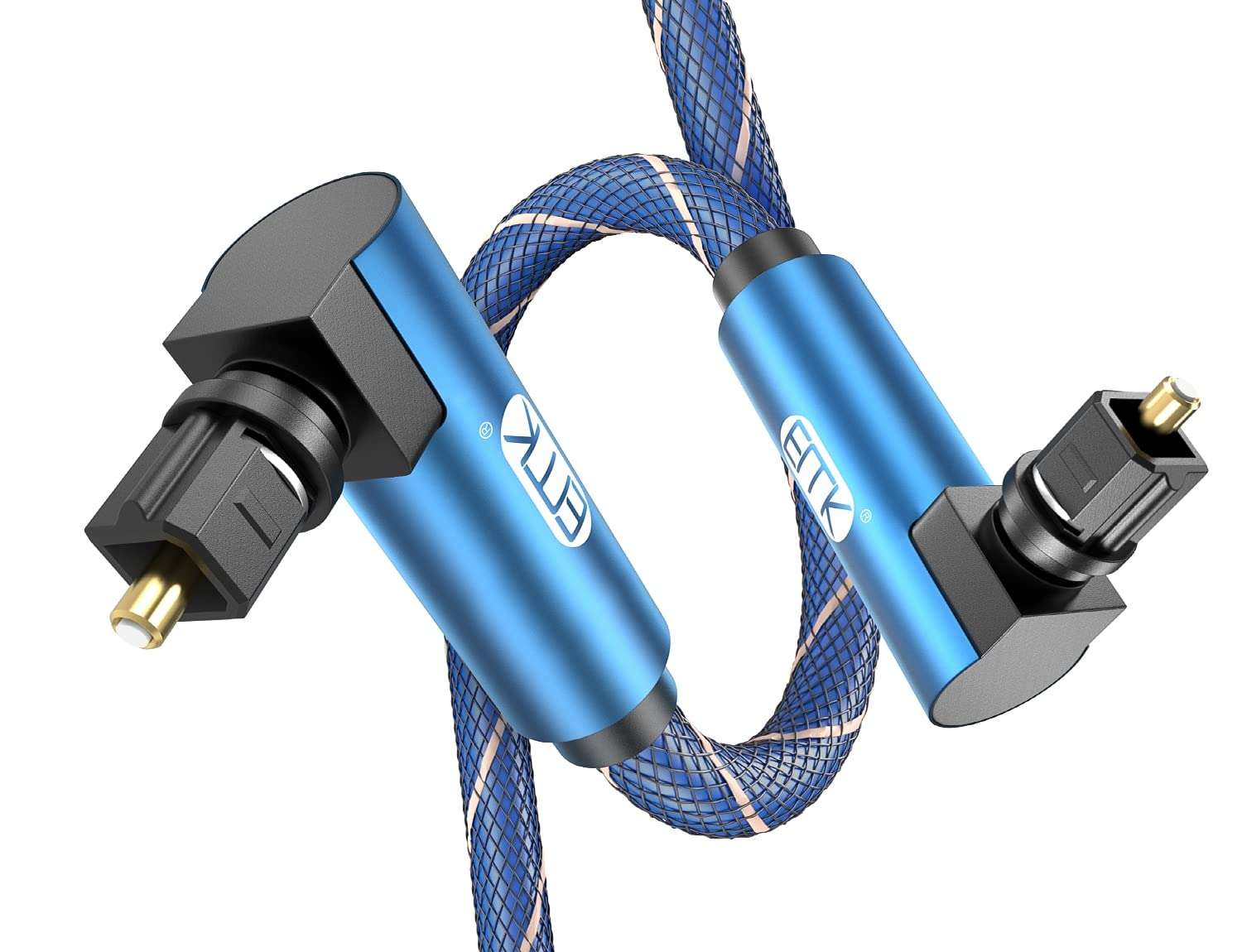 EMK 90 Degree to 90 Degree Optical Audio Cable, 360 Degree Swivel Adjustable Right Angled on Both Ends Optical Cable for Home Theater, Sound bar, TV, PS4, Xbox & More(5ft/1.5m) 1