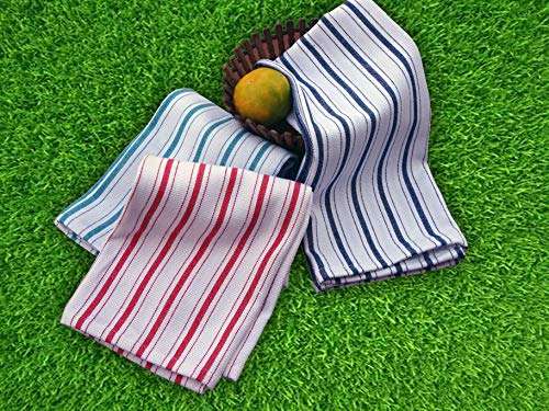 100% Cotton Vintage Stripe Ticking, Tea Towels, Table Towels, Kitchen Dish Towels with Texture for Kitchen Decor Super Absorbent Towels, (Set of 6) D08-18"x28"- Color- Black White 5