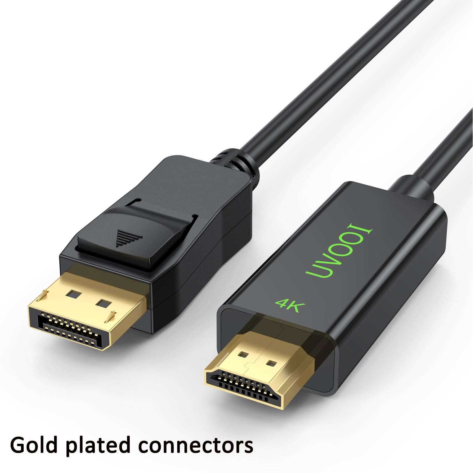 UVOOI 4K Display Port to HDMI Cable 10FT 2-Pack, DP to HDMI Cable Cord 4K@30Hz, 2K@60Hz Monitor Cables DisplayPort to HDMI Compatible with NVIDIA, AMD, Monitor, Projector, HDTV, Laptop, Desktop 3
