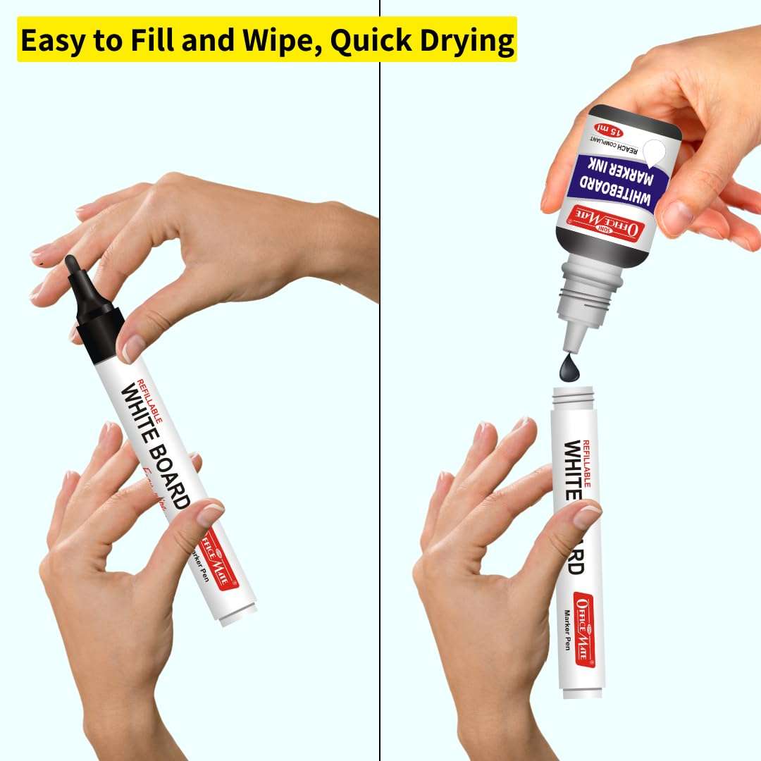 Soni Officemate Whiteboard Combo (4 Whiteboard Markers + 4 Whiteboard Markers Ink) (Black) 4