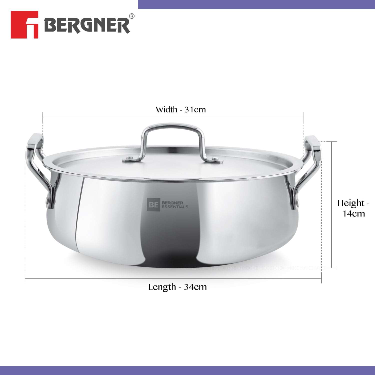 Bergner BE Essentials TriPly Stainless Steel 28 cm Biryani Handi with Lid, 6.4 L Biryani Pot, Patila Handi, Even Heat Distribution, Non-Toxic, Healthy, Less Oil Use - Induction and Gas Stove Ready 5