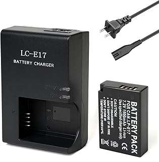 YUEFANSEN LP-E17 Battery Pack and LC-E17C Battery Charger Compatible with Canon EOS R8 R10 R50 RP, Rebel T6i T7i T8i T6s SL2 SL3, EOS 77D 200D 750D 760D 800D 8000D M3 M5 M6 Mark II, KISS X8i and More 1