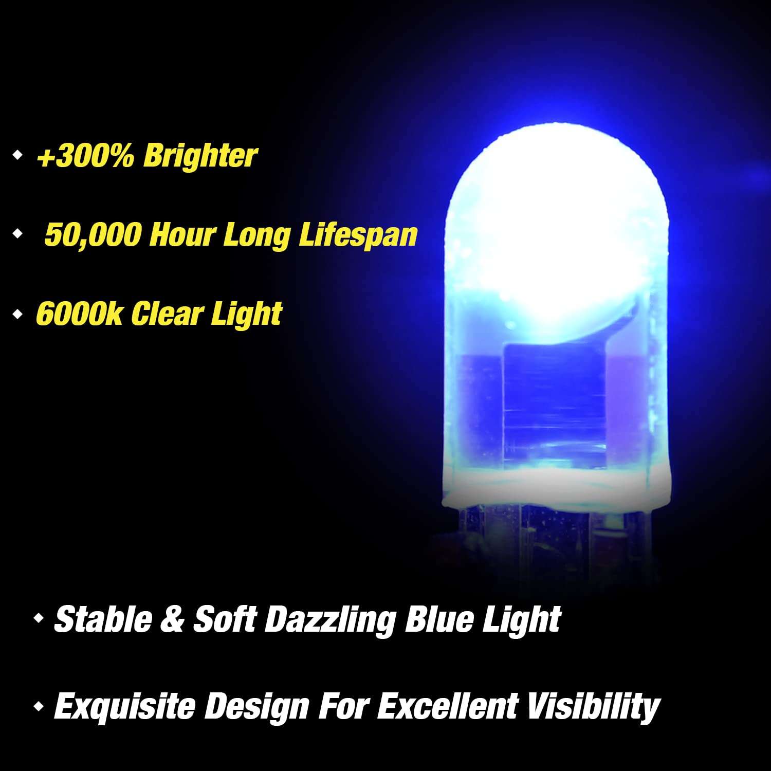 Allextreme EXT101C Universal T10 LED Parking Light Glass Enclosed Super Bright 6000K Interior Pilot License Plate Dome Indicator Lamp Bulb for Car & Motorcycle (2 PCS, White) 4