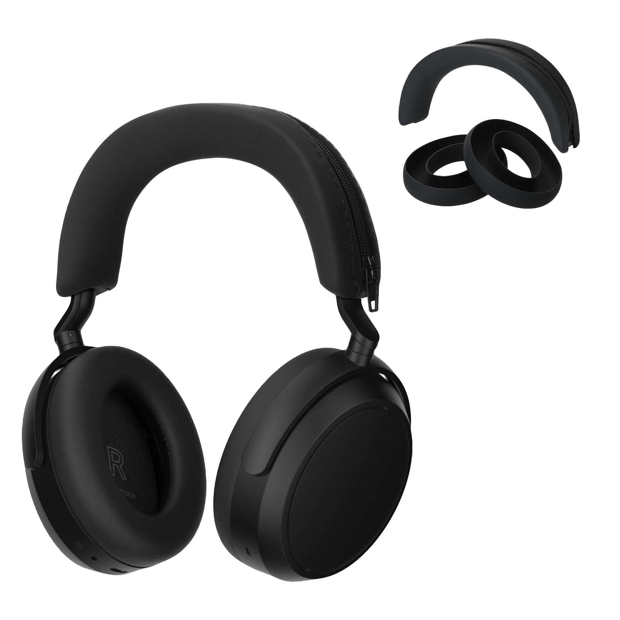 kwmobile Silicone Headband and Ear Pads Cover Set Compatible with Sennheiser Momentum 4 Wireless - Covers - Black 1