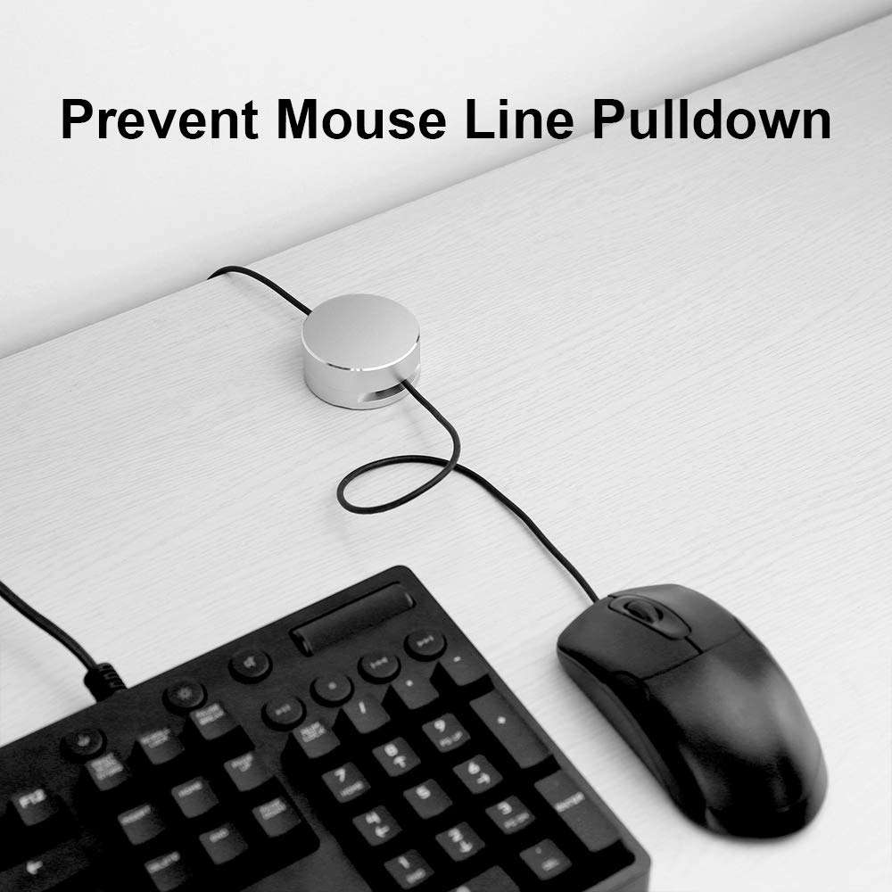Vaydeer Mouse Cable Management Mouse Bungee Fixer Holder Aluminium Cable Movable Organizer for Mouse Keyboard and Charger Wire(Silver) 2