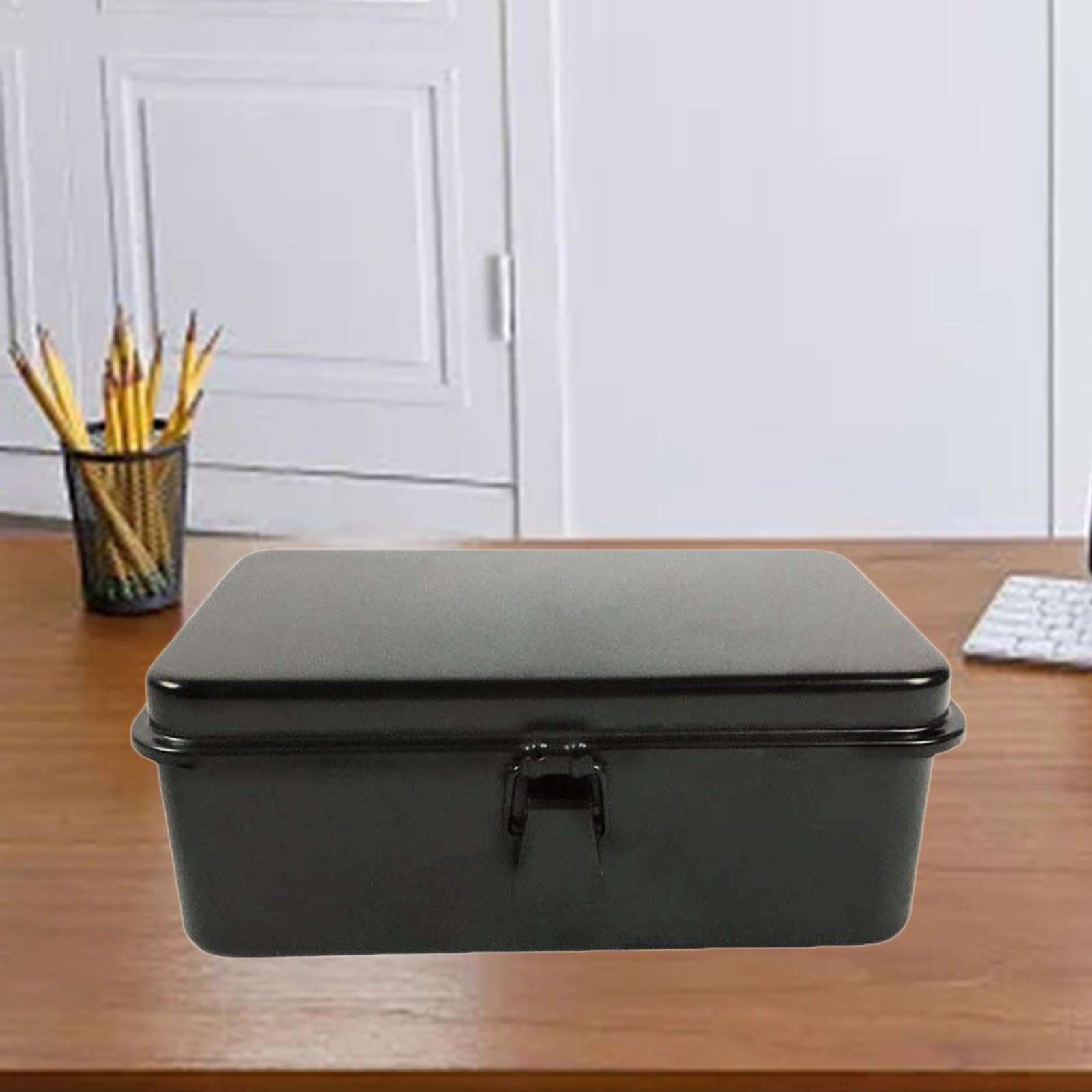 YWJLQH Iron Storage Box Tool Box Seals and Notes Organizer Storage Container for Handbook, Black 5