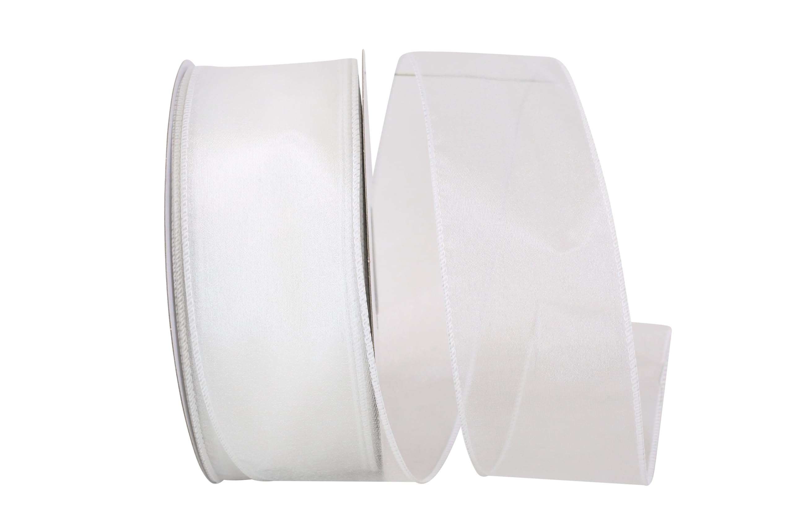 Reliant Ribbon 99908W-030-40K Sheer Lovely Value Wired Edge Ribbon, 2-1/2 Inch X 50 Yards, White