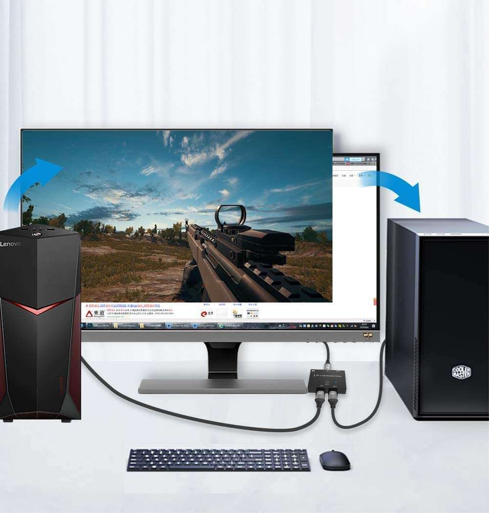 JupptElectronics Displayport Switch, displayport Cable 1.4 displayport Switch 2 in 1 Out @30Hz 4K@120Hz Splitter Converterdisplayport switchdisplayport Splitter for Multiple Sourceand displays. 5