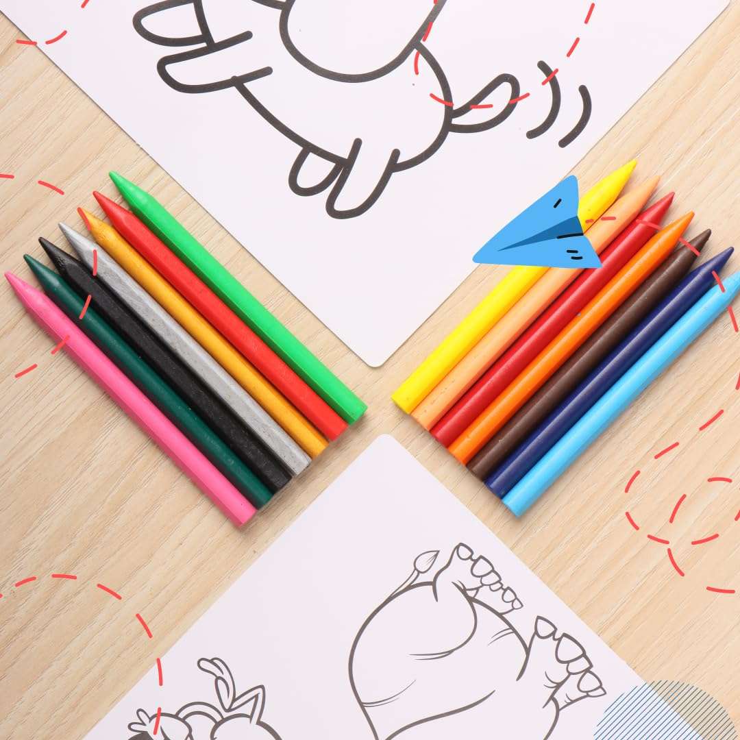 Luxor Doodles Extra Long Plastic Crayons|14 Assorted Shades| 1 Free Sharpener | Perfect For Young Artists 6