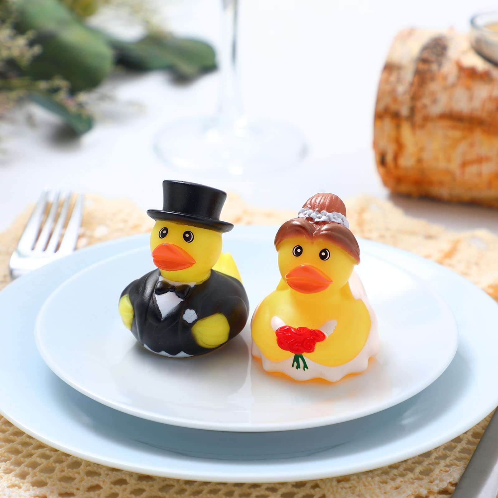Jerify 48 Pcs Bride Groom Duck Bath Toy 2.5 Inch Wedding Rubber Duck Marriage Mini Ducks for Ceremony Baby Bridal Shower Gift Souvenir 6