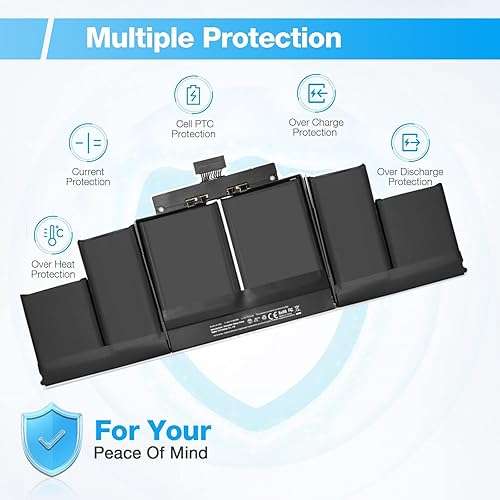 Lesaps A1494 A1398 Battery Replacement - for Apple MacBook Pro Retina 15" Mid 2014 Late 2013 Compatible with Retina ME293 ME294 High Performance Long Lasting [11.34V/95Wh] 3