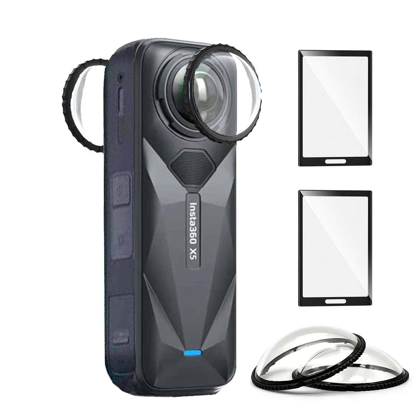 debous Insta 360 X5 Premium Glass Lens Guard Set Screen Protector for Insta360 X5 X 5 9H Hard Tempered Glass Film Anti-Scratch [Bubble Free] 1