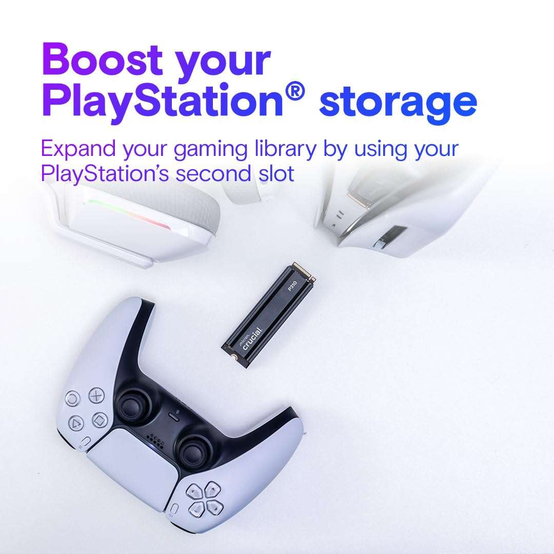 Crucial P310 2280 1TB PCIe Gen4 NVMe Gaming PS5 SSD with Heatsink, Up to 7,100MB/s, PlayStation5, Laptop & Desktop (PC) Compatible, Solid State Drive - CT1000P310SSD5-01 5