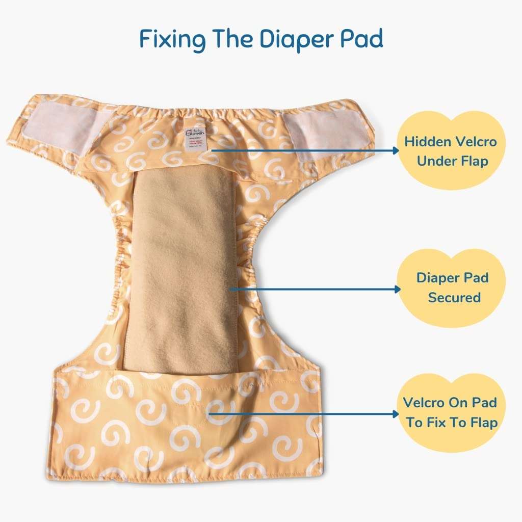 Baby Munkin | Reusable Diaper For 6 To 12 Months | Reusable Cloth Diaper | Assorted Adjustable | Velcro | Yellow | S 5