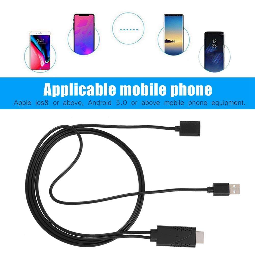 ASHATA Smartphone HDMI Cable Adapter 2 in 1 USB Female to HDMI Male HDTV Adapter Cable Cord with 1080P Resolution for Android 5