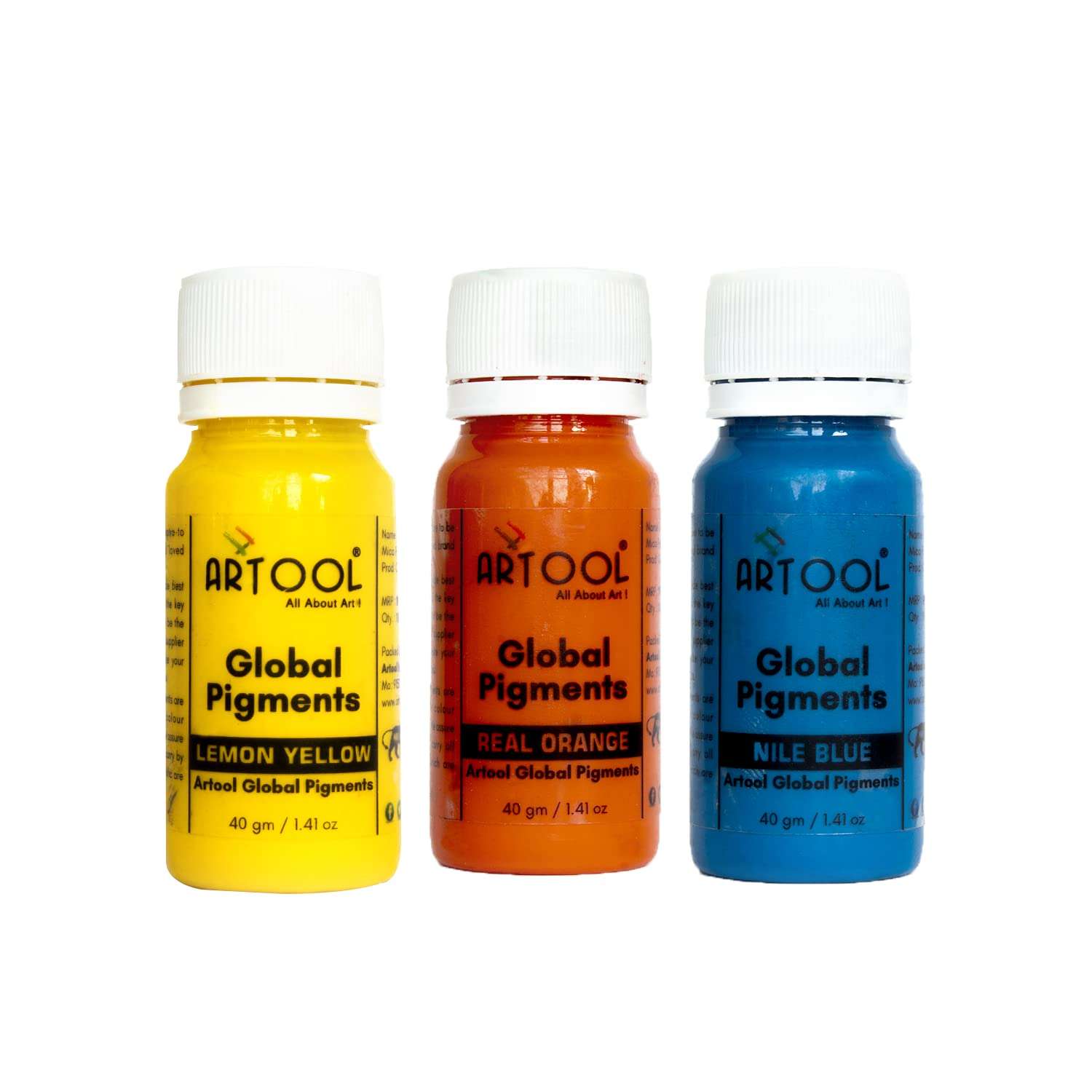 ARTOOL PGC7 Lemon Yellow, Real Orange, Nile Blue Resin Pigment Multipurpose Liquid Color for Resin Art, (Set of 3, 1.41 oz Each) Total 4.23 Oz 1
