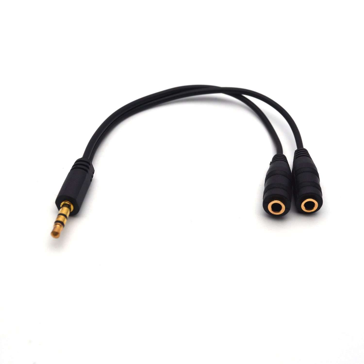 Antrader 3.5mm Stereo Jack Splitter Cable Adapter Connectors, Audio Cable Splitter 3.5mm Male to 2 Female Stereo Jack Splitter Cable Adapter, Gold Plated, Pack of 6 2