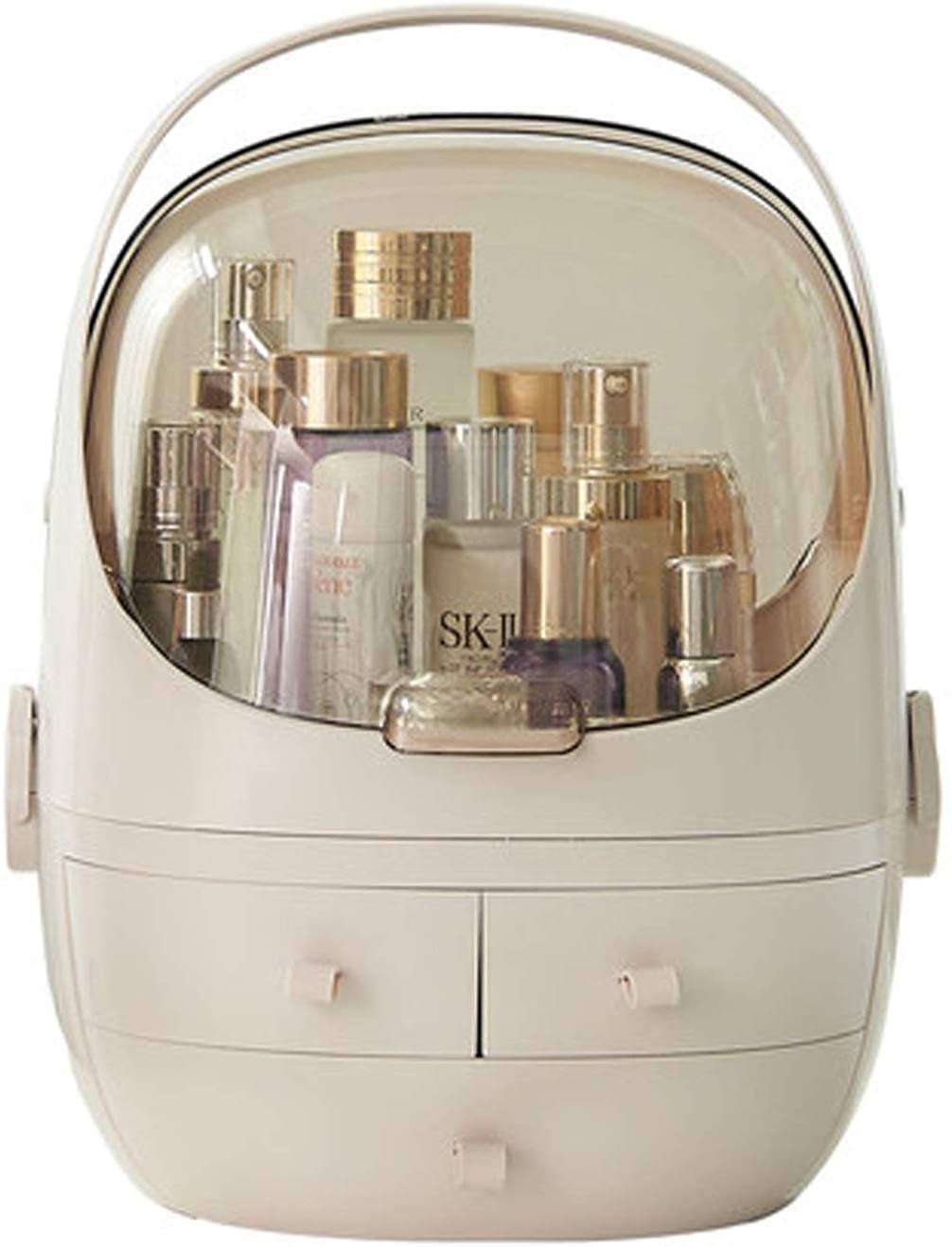 TRAY Style Cosmetics Box Makeup Organizer/Box Handheld Extra Large Capacity Space Saving Storage Box Desk Makeup Storage Box Organizer Drawer Holder Container with Door Lid