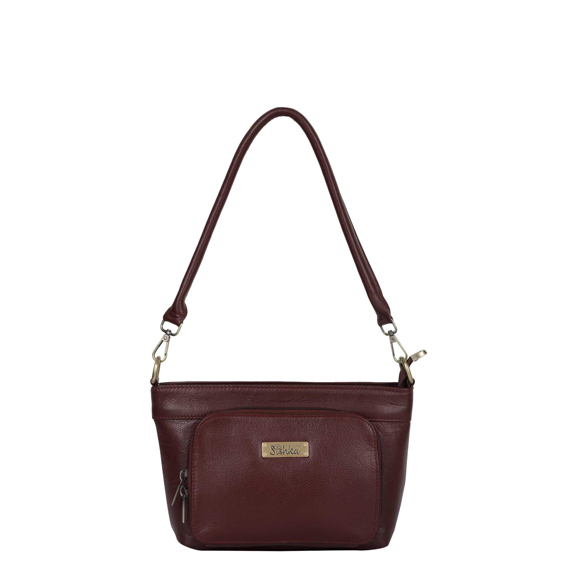 SISHKA Cherry Red Shoulder Bag for Women – Stylish Hobo Handbag, Soft Genuine Leather Tote with Top Zipper Closure, Ideal for Daily Use, Travel & Casual Outings (H 6.25" x W 10" x D 4").