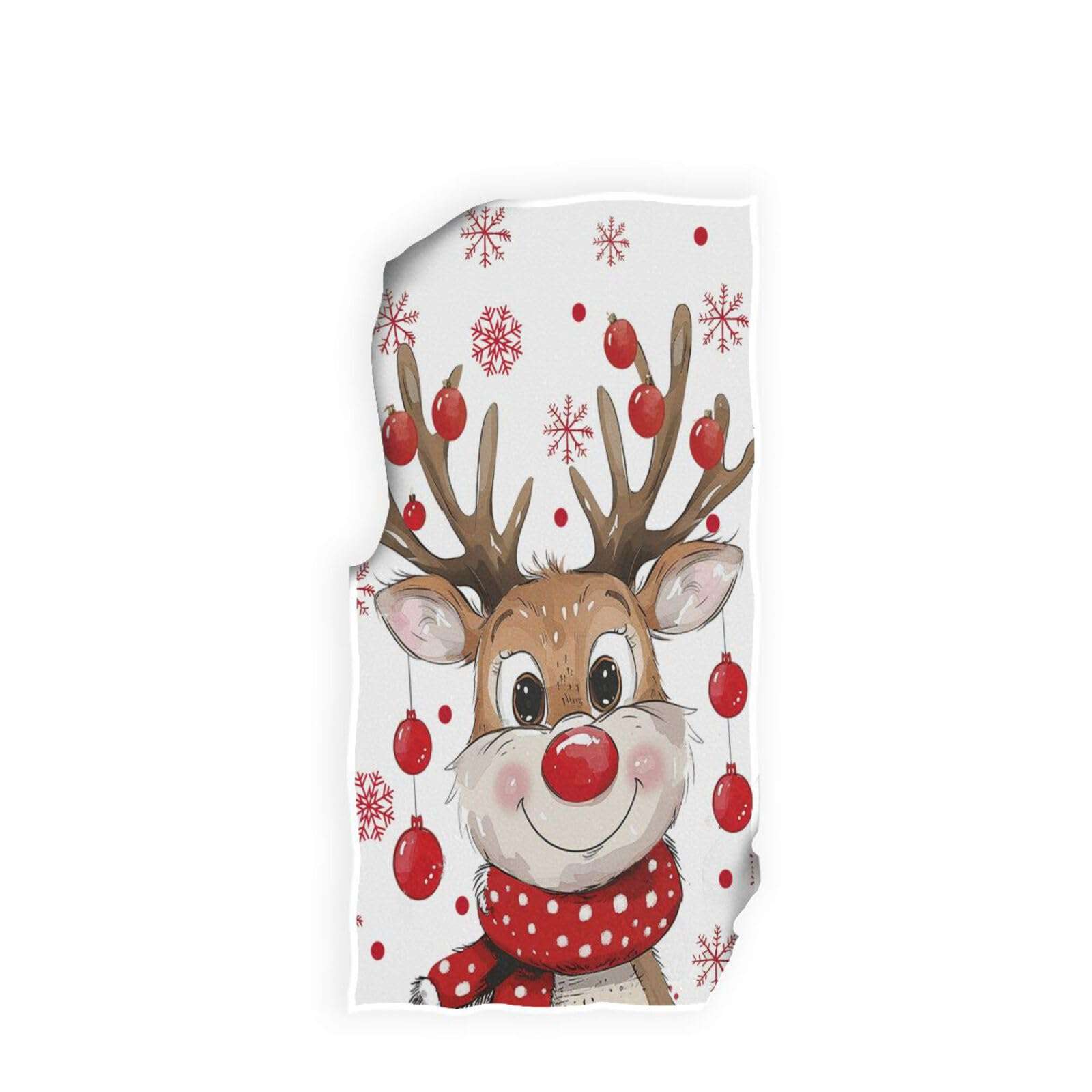 Wamika Cute Xmas Reindeer Hand Towels Winter Snowflakes Deer Face Towel Highly Absorbent Soft Guest Tea Towel Portable Kitchen Dish Washcloths Bath Decor Christmas Decorations 16" x 30" 5