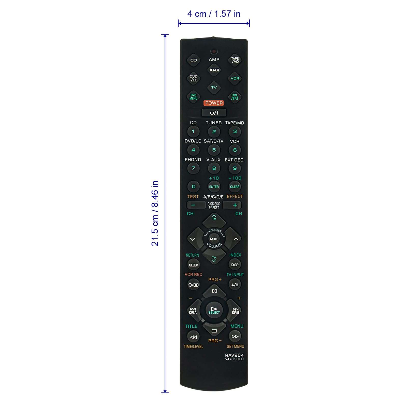 RAV204 V473190EU Replace Remote Control Compatible with Yamaha AV Receiver RX-V496RDS RX-V496 HTR-5240 HTR-5240RDS RX-V496EDS Speaker YHT-17 YHT-23 YHT-33 Surround Sound Home Theater System 6