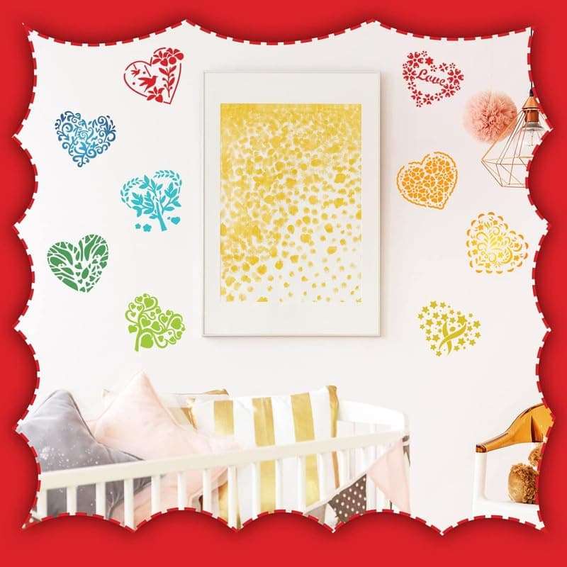 Devasya Crafts 19 Pack Valentine's Day Stencils Love Heart Stencils Reusable Template Stencils for Valentines Painting Gift Envelopes Crafts Photo Album for Women Card Decoration Valentine Day Party 5